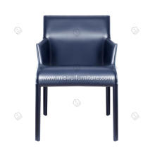 ltalian minimalist blue saddle leather armrest chairs